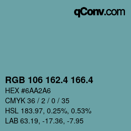 カラーコード: RGB 106 162.4 166.4 | qconv.com