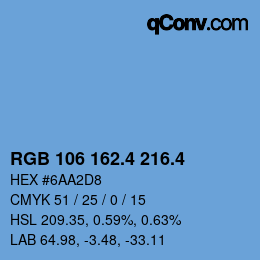 カラーコード: RGB 106 162.4 216.4 | qconv.com