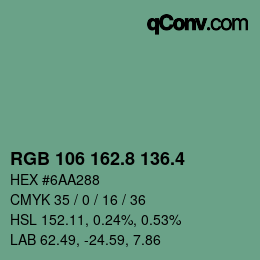 カラーコード: RGB 106 162.8 136.4 | qconv.com