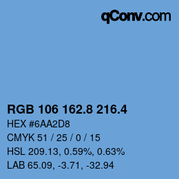 カラーコード: RGB 106 162.8 216.4 | qconv.com