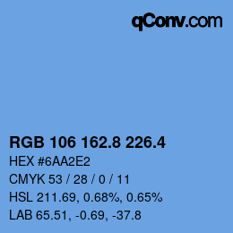 カラーコード: RGB 106 162.8 226.4 | qconv.com