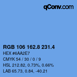 カラーコード: RGB 106 162.8 231.4 | qconv.com