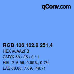 カラーコード: RGB 106 162.8 251.4 | qconv.com