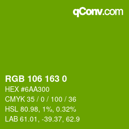颜色代码: RGB 106 163 0 | qconv.com