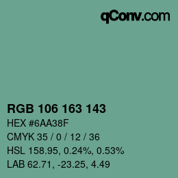 Farbcode: RGB 106 163 143 | qconv.com