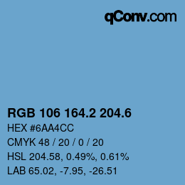 カラーコード: RGB 106 164.2 204.6 | qconv.com