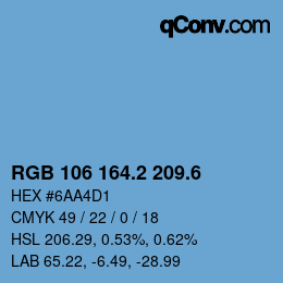 カラーコード: RGB 106 164.2 209.6 | qconv.com