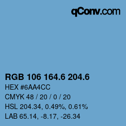 カラーコード: RGB 106 164.6 204.6 | qconv.com