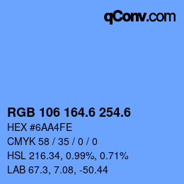 カラーコード: RGB 106 164.6 254.6 | qconv.com