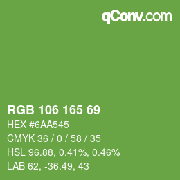 カラーコード: RGB 106 165 69 | qconv.com