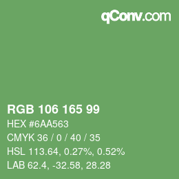 カラーコード: RGB 106 165 99 | qconv.com