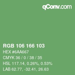 Color code: RGB 106 166 103 | qconv.com