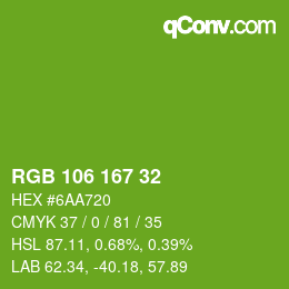 Color code: RGB 106 167 32 | qconv.com