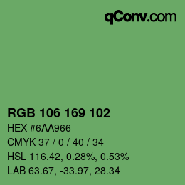Farbcode: RGB 106 169 102 | qconv.com