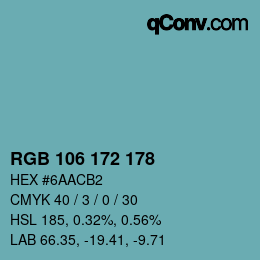 Código de color: RGB 106 172 178 | qconv.com