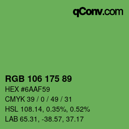 Farbcode: RGB 106 175 89 | qconv.com