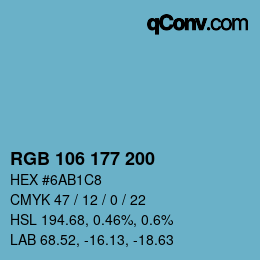 カラーコード: RGB 106 177 200 | qconv.com