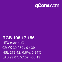 Color code: RGB 106 17 156 | qconv.com