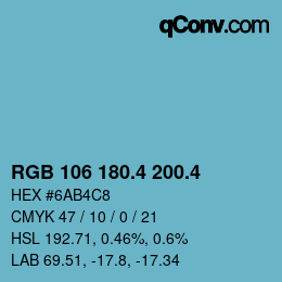 カラーコード: RGB 106 180.4 200.4 | qconv.com