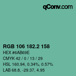 カラーコード: RGB 106 182.2 158 | qconv.com