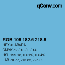 カラーコード: RGB 106 182.6 218.6 | qconv.com
