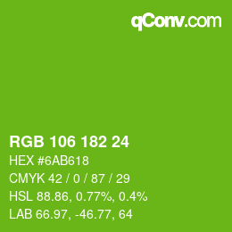 Farbcode: RGB 106 182 24 | qconv.com