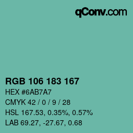 Code couleur: RGB 106 183 167 | qconv.com
