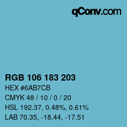 Color code: RGB 106 183 203 | qconv.com