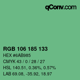 Color code: RGB 106 185 133 | qconv.com