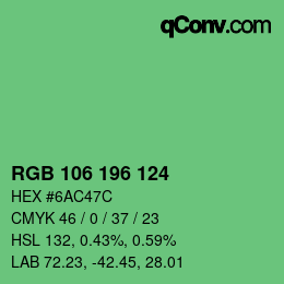 Color code: RGB 106 196 124 | qconv.com
