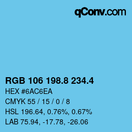 カラーコード: RGB 106 198.8 234.4 | qconv.com