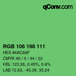 Color code: RGB 106 198 111 | qconv.com