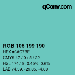 Color code: RGB 106 199 190 | qconv.com