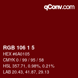 颜色代码: RGB 106 1 5 | qconv.com