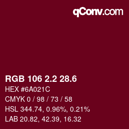 カラーコード: RGB 106 2.2 28.6 | qconv.com