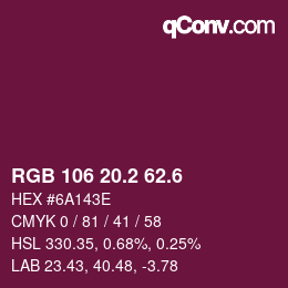 カラーコード: RGB 106 20.2 62.6 | qconv.com