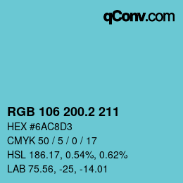 カラーコード: RGB 106 200.2 211 | qconv.com