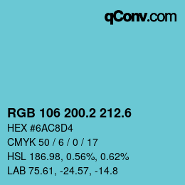 カラーコード: RGB 106 200.2 212.6 | qconv.com