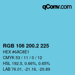 カラーコード: RGB 106 200.2 225 | qconv.com