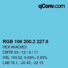 カラーコード: RGB 106 200.2 227.6 | qconv.com