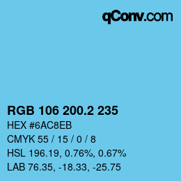 カラーコード: RGB 106 200.2 235 | qconv.com