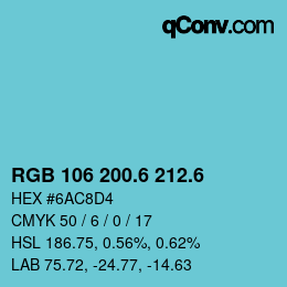 カラーコード: RGB 106 200.6 212.6 | qconv.com
