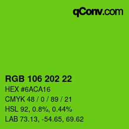 Color code: RGB 106 202 22 | qconv.com