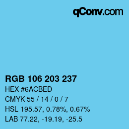 Color code: RGB 106 203 237 | qconv.com