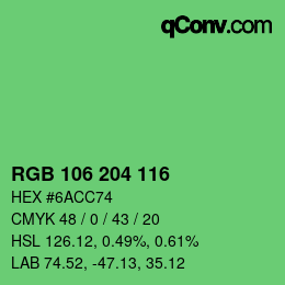 カラーコード: RGB 106 204 116 | qconv.com