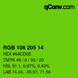 Color code: RGB 106 205 14 | qconv.com