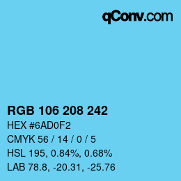 Color code: RGB 106 208 242 | qconv.com
