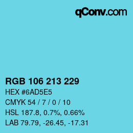 カラーコード: RGB 106 213 229 | qconv.com