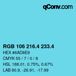カラーコード: RGB 106 216.4 233.4 | qconv.com