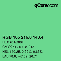 カラーコード: RGB 106 216.8 143.4 | qconv.com